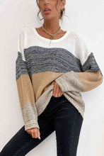 Load image into Gallery viewer, Striped Round Neck Long Sleeve Sweater
