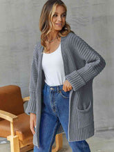 Load image into Gallery viewer, Open Front Long Sleeve Cardigan with Pockets
