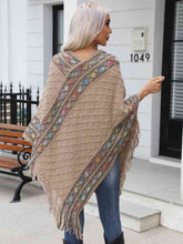 Load image into Gallery viewer, Contrast V-Neck Poncho with Fringes
