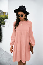 Load image into Gallery viewer, Balloon Sleeve Keyhole Tiered Dress

