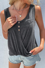 Load image into Gallery viewer, Decorative Button Twisted Scoop Neck Tank
