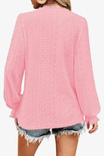 Load image into Gallery viewer, Eyelet V-Neck Flounce Sleeve Blouse
