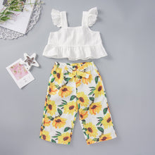 Load image into Gallery viewer, Square Neck Tank and Sunflower Print Pants Set
