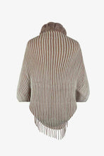 Load image into Gallery viewer, Striped Open Front Fringe Poncho
