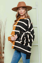 Load image into Gallery viewer, Striped Dropped Shoulder Round Neck Blouse
