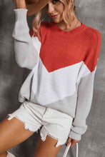 Load image into Gallery viewer, Color Block Round Neck Rib-Knit Sweater
