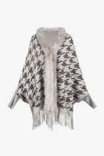 Load image into Gallery viewer, Houndstooth Fringe Hem Poncho
