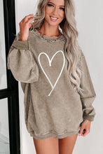 Load image into Gallery viewer, Heart Round Neck Dropped Shoulder Sweatshirt
