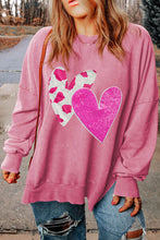 Load image into Gallery viewer, Plus Size Heart Sequin Round Neck Sweatshirt
