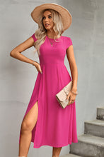 Load image into Gallery viewer, Tie Back Cutout Round Neck Split Dress
