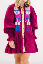 Load image into Gallery viewer, Full Size Nutcracker Sequin Lantern Sleeve Tiered Dress
