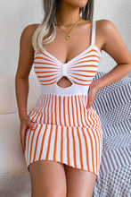 Load image into Gallery viewer, Striped Cutout Spaghetti Strap Knit Dress

