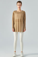 Load image into Gallery viewer, Round Neck Slit Sheer Tunic Sports Top
