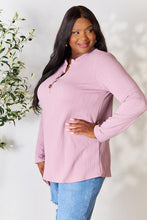 Load image into Gallery viewer, Celeste Full Size Texture Half Button Long Sleeve Blouse
