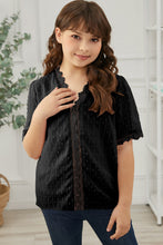 Load image into Gallery viewer, Girls Swiss Dot Spliced Lace Blouse
