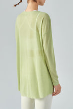 Load image into Gallery viewer, Round Neck Slit Sheer Tunic Sports Top
