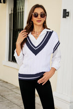 Load image into Gallery viewer, Contrast V-Neck Cap Sleeve Sweater Vest
