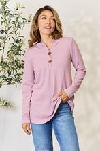 Load image into Gallery viewer, Celeste Full Size Texture Half Button Long Sleeve Blouse
