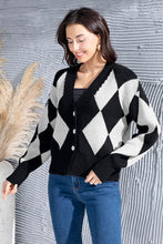 Load image into Gallery viewer, Geometric Button Up Dropped Shoulder Cardigan
