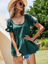 Load image into Gallery viewer, Scoop Neck Flounce Sleeve Blouse
