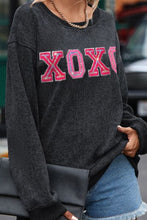 Load image into Gallery viewer, XOXO Round Neck Dropped Shoulder Sweatshirt
