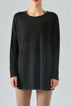 Load image into Gallery viewer, Round Neck Slit Sheer Tunic Sports Top
