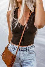 Load image into Gallery viewer, Button Front Rib-Knit Cropped Knit Tank
