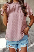 Load image into Gallery viewer, Swiss Dot Ruffle Collar Flutter Sleeve Blouse
