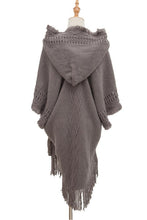 Load image into Gallery viewer, Fringe Hem Hooded Poncho
