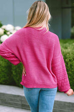 Load image into Gallery viewer, Round Neck Dropped Shoulder Waffle-Knit Sweater
