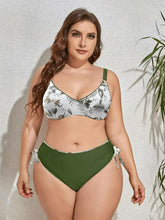 Load image into Gallery viewer, Plus Size Printed V-Neck Drawstring Bikini Set
