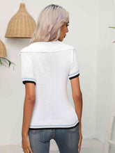Load image into Gallery viewer, Johnny Collar Openwork Short Sleeve Knit Top
