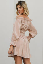 Load image into Gallery viewer, Off-Shoulder Frill Trim Mini Dress
