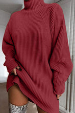 Load image into Gallery viewer, Mock Neck Dropped Shoulder Sweater Dress
