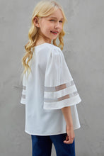 Load image into Gallery viewer, Girls Sheer Striped Flare Sleeve Tee Shirt
