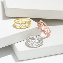 Load image into Gallery viewer, Wave Shape Inlaid Zircon Open Ring
