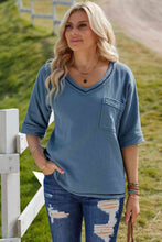 Load image into Gallery viewer, Textured V-Neck Half Sleeve Blouse
