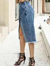 Load image into Gallery viewer, Slit Denim Skirt
