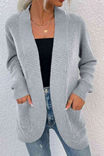 Load image into Gallery viewer, Open Front Rib-Knit Cardigan with Pockets
