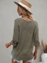 Load image into Gallery viewer, Notched Side Slit Drop Shoulder Sweater
