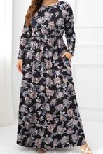 Load image into Gallery viewer, Plus Size Round Neck Long Sleeve Maxi Dress with Pockets

