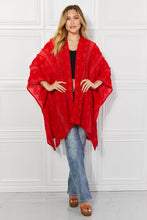 Load image into Gallery viewer, Justin Taylor Pom-Pom Asymmetrical Poncho Cardigan in Red
