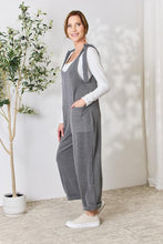 Load image into Gallery viewer, Celeste Full Size Ribbed Tie Shoulder Sleeveless Ankle Overalls
