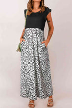 Load image into Gallery viewer, Leopard Print Round Neck Maxi Dress with Pockets
