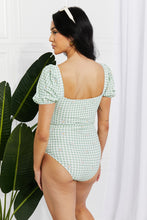 Load image into Gallery viewer, Marina West Swim Salty Air Puff Sleeve One-Piece in Sage
