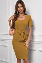 Load image into Gallery viewer, Tied Short Sleeve Scoop Neck T-Shirt Dress
