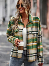 Load image into Gallery viewer, Plaid Button Front Brushed Shacket with Breast Pockets
