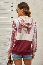 Load image into Gallery viewer, Snake Print Color Block Drawstring Detail Hoodie
