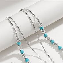 Load image into Gallery viewer, Artificial Turquoise Beaded Double-Layered Cross Necklace
