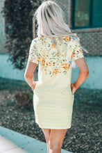 Load image into Gallery viewer, Floral Striped Short Sleeve Round Neck T-Shirt Dress
